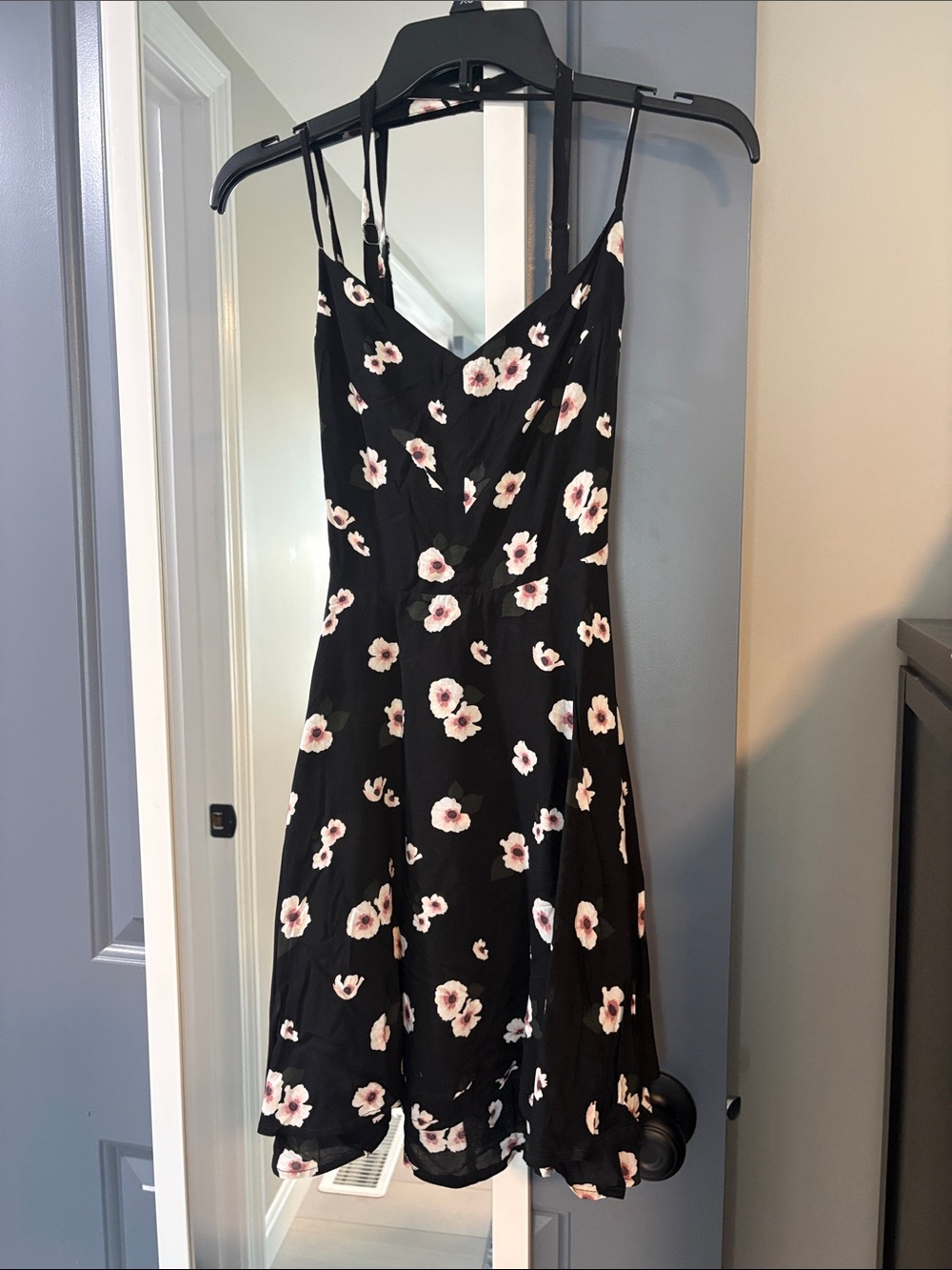 Empyre Black Mini Dress with Pink Floral Print